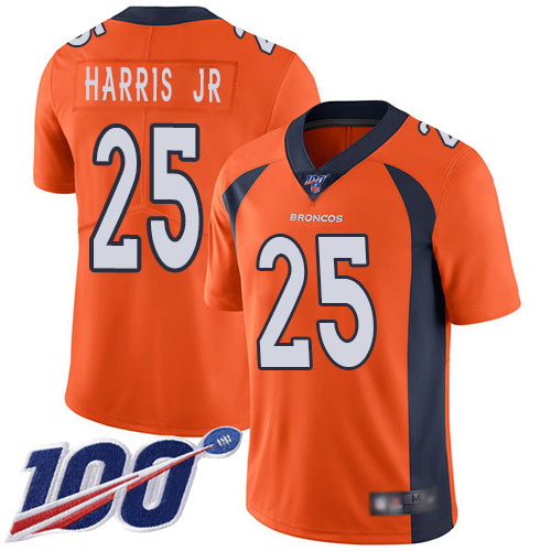 Men Denver Broncos #25 Chris Harris Jr Orange Team Color Vapor Untouchable Limited Player 100th Season Football NFL Jersey
